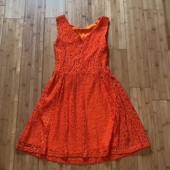Orange Lace Sleeveless Shift Dress Small Clemson - Picture 6 of 9